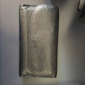 Coach Midnight Black Leather wallet with change pocket, checkbook cover